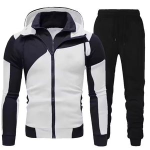 Conjunto de 2 piezas de sudadera para hombre, chándal informal de Color sólido para hombre, traje deportivo, sudadera, pantalones de chándal, chándal informal para hombre - Product Image 1