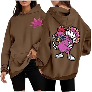 Sudadera con capucha cálida de Invierno para mujer, sudadera con capucha de Acción de Gracias, estampado de pavo púrpura, estilo informal de manga larga, sudaderas con estilo para mujer - Product Image 2