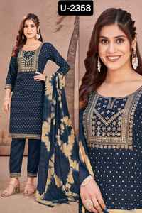 Nuevo rayón pesado con estampado de lámina y secuencia de bordado Kurtis DE TRABAJO PARA Festival y función de boda para vestido de mujer - Product Image 5