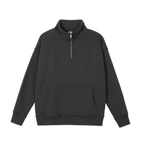 Sweat-shirt et sweat à capuche à manches raglan mi-zippé, grande taille, 100% coton, 300 GSM, coupe ample, respirant, style hip-hop - Product Image 5