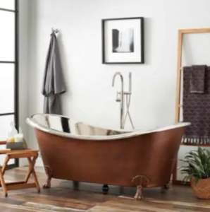 Bañera independiente de cobre puro de estilo moderno de Venta caliente del vendedor indio con acabado antiguo martillado a un precio económico - Product Image 2