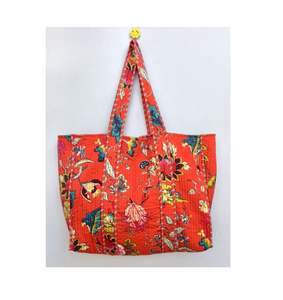 Nouveau sac fourre-tout en coton matelassé Kantha pour femmes sacs à main décontractés de créateur avec deux poignées/sangles pour le shopping - Product Image 3