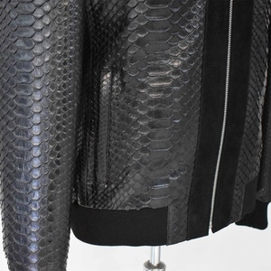 Áo Khoác Da Nữ Dập Nổi Da Trăn Màu Đen Da Bò Thật Phong Cách Bomber Da Lộn Mới - Product Image 3