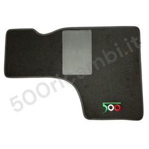 Tapis de sol de voiture FIAT 500 126 EPOCA, 4 pièces en moquette noire avec inscription brodée 500 tricolore - Product Image 1
