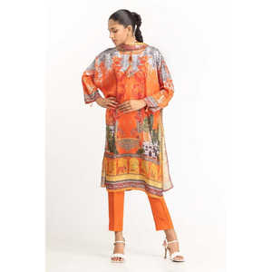 Costume en satin imprimé numérique GLM-23-51, soie Shamose brodée, élégant et luxueux - Product Image 2