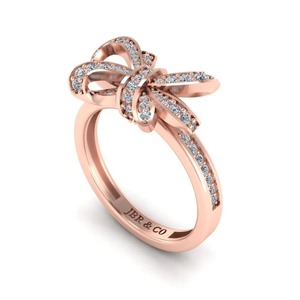 Top marque diamant rond plaqué or Rose 925 argent Bowknot Cocktail bague pour les femmes luxe fiançailles Fine bague au meilleur prix - Product Image 2