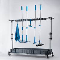 Balai réglable et support de vadrouille mettre les vadrouilles humides mobiles vadrouille commerciale support de nettoyage chariot d'outils de stockage pour jardin garage chariot