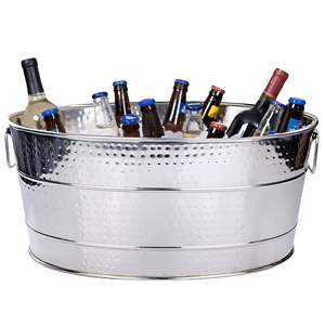 Oval for <b>Champagne</b> Ice <b>Bucket</b> with Handle Royal-Look Stainless Steel Wine and Beer Storage for Bar Ware and Parties - Product Image 5