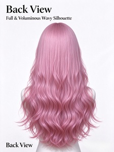 Sakura Pink Long Wavy Synthetic <b>Wig</b> Heat Resistant Full Volume Body Wave Hairpiece for Daily Wear Cosplay - Product Image 5