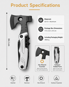 Outil multifonction 10-<span class=keywords><strong>en</strong></span>-<span class=keywords><strong>1</strong></span>, équipement de survie, hache, marteau, pinces multifonctions <span class=keywords><strong>en</strong></span> acier inoxydable avec étui <span class=keywords><strong>en</strong></span> nylon pour le <span class=keywords><strong>camping</strong></span>, la voiture, les situations d'urgence, cadeau - Product Image 3