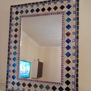 Miroir mosaïque rectangulaire, miroir mosaïque rose, miroir mosaïque violet - Product Image 1