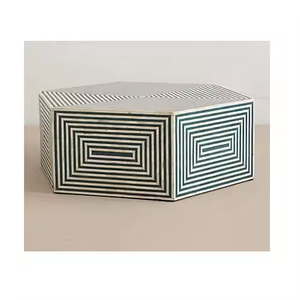 Table de chevet console moderne en incrustation d'os pour chambre à coucher par Crescent Crafts - Product Image 2