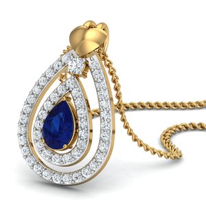 Pendentif en laiton plaqué or 18 carats avec zircon bleu en forme de poire, style bohème, délicat, vente en gros pour femmes - Product Image 2