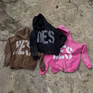 2025 Fabricantes de ropa Sudadera con capucha personalizada para hombre Logo Parche Bordado Zip up Sudaderas con capucha de gran tamaño Hombres para Streetwear Boxy Fit Hoody - Product Image 6