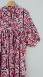 Robe midi décontractée à imprimé floral col profond avec ficelle plus proche silhouette ample mini robe taille naturelle pour l'été - Product Image 2