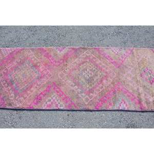 Tapis Kilim Turc Vintage 2.6 X 9.1ft Classique Rectangle Patchwork Design Laine Matériau Latex Support pour Salon Couloir - Product Image 4