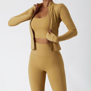 Chaquetas de Yoga y Fitness para Mujer, Invierno, con Cierre, Transpirables, de Secado Rápido, Tallas Grandes, Ropa Deportiva, para Montar a Caballo, con Logotipo Frontal, OEM ODM - Product Image 1