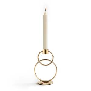 Bougeoir en métal poli doré de styliste, fait à la main, rond, décoration de noël attrayante, nouvel arrivage - Product Image 1