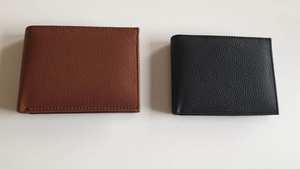 High Quality Brown Genuine Leather <b>Men's</b> <b>Wallet</b> Minimalist RFID Blocking <b>Slim</b> Design with Open Closure Logo Decoration Travel - Product Image 4