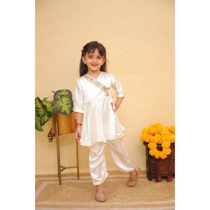 Angrakha niñas niños étnico seda Kurti Salwar Kameez indio Punjabi paquistaní bordado boda fiesta festiva desgaste para niños - Product Image 1