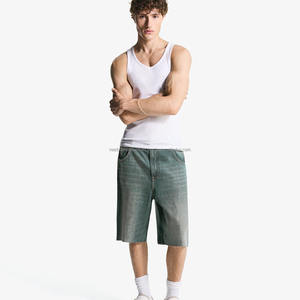 OEM Summer Custom Knee Length Embroidery Vintage Crystal Rhinestone High Quality Baggy <b>Leather</b> Jorts <b>Shorts</b> <b>Men</b> - Product Image 1