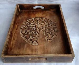 Venta caliente nuevo estilo madera rectángulo diseño comida y fruta servir bandeja bebida servir bandeja decoración utensilios de cocina bandeja de madera para servir - Product Image 1