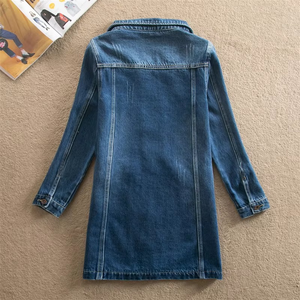 Veste en jean à manches longues pour femme, manteau coupe-vent multi-poches grande taille 6XL, printemps-automne - Product Image 2