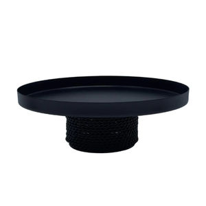 Forme ronde métallique robuste support de service et plateau couleur noire enduit de poudre dernière arrivée à la main fournitures d'aspect luxueux - Product Image 1