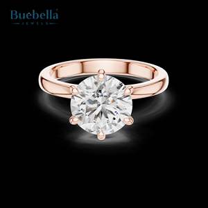 Anillo de compromiso solitario de corte brillante redondo de Plata de Ley 925 Original de gran oferta para mujer - Product Image 5