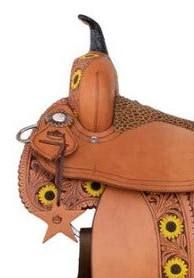 Selle de baril en cuir occidental fait à la main en cuir véritable produit de course de chevaux anglais - Product Image 3