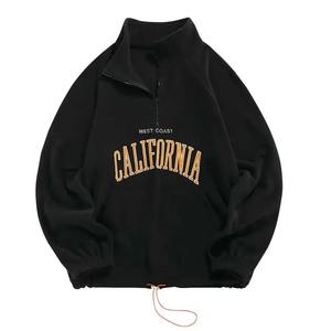 เสื้อหนาวปักลายเชอร์ปาฟลีซของผู้หญิงเสื้อสเวตเตอร์สวมหัวโอเวอร์ไซส์แบบรูดซิปแบบลำลองสำหรับฤดูหนาวออกแบบได้ตามต้องการ - Product Image 1