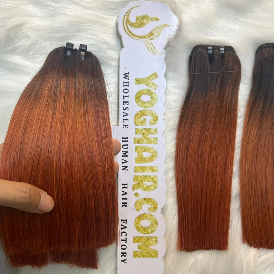 Human Hair Weft 100% Vietnamese Hair Ombe Red Orange Color High Quality Product Wholesale Price