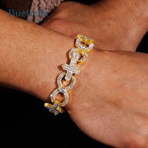 Hot Sale 15mm Baguette Cut Cross with Infinity Link <b>Bracelet</b> <b>for</b> <b>Men</b> 18K Gold 925 <b>Silver</b> <b>for</b> <b>Men</b> - Product Image 1