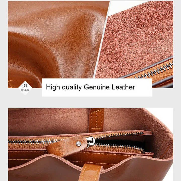 Casual Big Genuine Leather Shoulder Bag Fashion Ladies Real Cow Leather Women Handbag Large Capacity Tote Bag