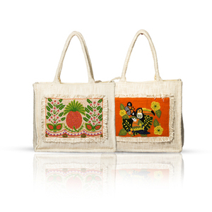 กระเป๋าถือผ้าฝ้ายทำมือสำหรับผู้หญิงกระเป๋าสตรีมีสไตล์เป็นมิตรต่อสิ่งแวดล้อมผลิตจากอินเดีย - Product Image 2