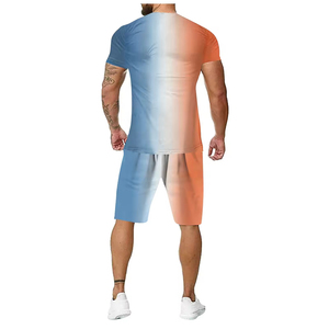 Conjuntos Unisex Multicolores de Verano, Logotipo Personalizado al por Mayor, Conjuntos de Camisetas y Pantalones Cortos de Punto con Diseño Personalizado, 450g - Product Image 6