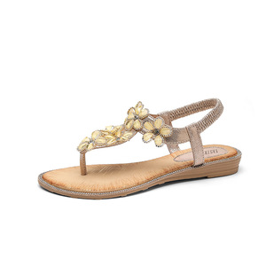 <span class=keywords><strong>Sandali</strong></span> piatti da donna stile pop con decorazioni floreali e strass, taglia grande, leggeri, per tutti i giorni e per l'esterno - Product Image 5
