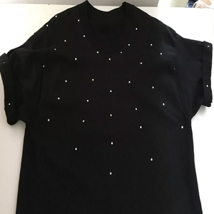 T-Shirt Femme Strass Personnalisé Été Haute Qualité Respirant 100% Coton Design Personnalisé - Product Image 2