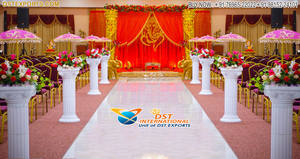 Décorations de mariage en plein air Bollywood socles colonne de mariage sculpté pilier décor Bollywood piliers pour mariage passerelle décor - Product Image 5