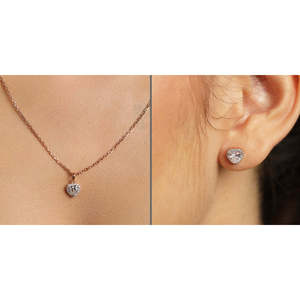 Ensemble de boucles d'oreilles pendantes en argent sterling fin en forme de cœur pour femmes - Product Image 6