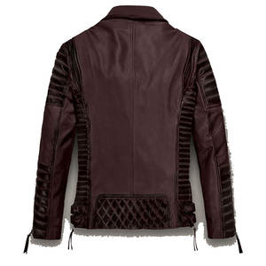 2025 llegada Unisex diseño Color bloque hombres chaqueta de cuero genuino personalizado de alta calidad hombres chaqueta de cuero al por mayor - Product Image 2