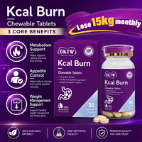 OKTW Kcal Burn Comprimés à croquer pour le contrôle du poids, la perte de poids, la suppression de l'appétit, complément nutritionnel quotidien à base de plantes