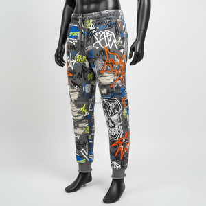 Premium 320 GSM hommes survêtement pantalon doux polaire tissu coloré rue Graffiti conception Logo personnalisé transfert de chaleur lavé pantalons pour hommes - Product Image 3