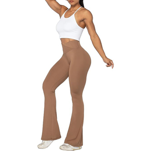 Leggings évasés taille haute personnalisés OEM vêtements de sport contrôle du ventre vêtements de fitness pantalons de yoga d'entraînement à jambes larges avec conception de taille moyenne - Product Image 3