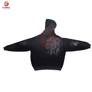 Y2K Style hommes poids lourd confortable coton à capuche sur mesure coupe régulière brodé strass conception écologique bricolage - Product Image 2