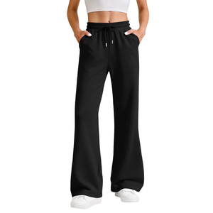 Pantalons de survêtement pour femmes en coton sur mesure en gros, de haute qualité, respirants, à jambes larges et droites, coupe ample pour l'hiver - Product Image 1