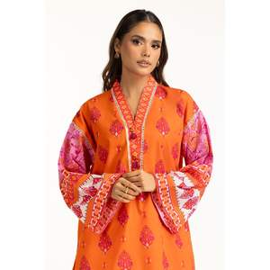 Conjunto de Dos Piezas de Chifón Estampado Cambric Naranja Estilo Bohemio para Mujer, para Primavera/Verano, Talla XS - Product Image 4