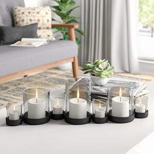 Modern Clear <b>Glass</b> Black Metal Hurricane Votive <b>Holder</b> Set 7 Piece Minimalist <b>Glass</b> <b>Candle</b> <b>Holder</b> Christmas Easter Heat - Product Image 4
