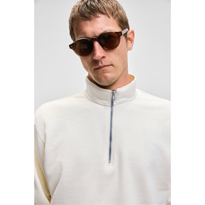Sudadera de Manga Larga con Cuello Alto y Media Cremallera para Hombre, Corte Relajado, Color Gris Melange, Marca Nestor - Product Image 6
