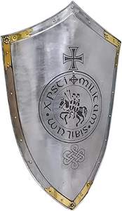 Bouclier de croisé artisanal en acier poli avec motif gravé Calvin pour la décoration intérieure, Pâques et fêtes d'anniversaire - Product Image 3